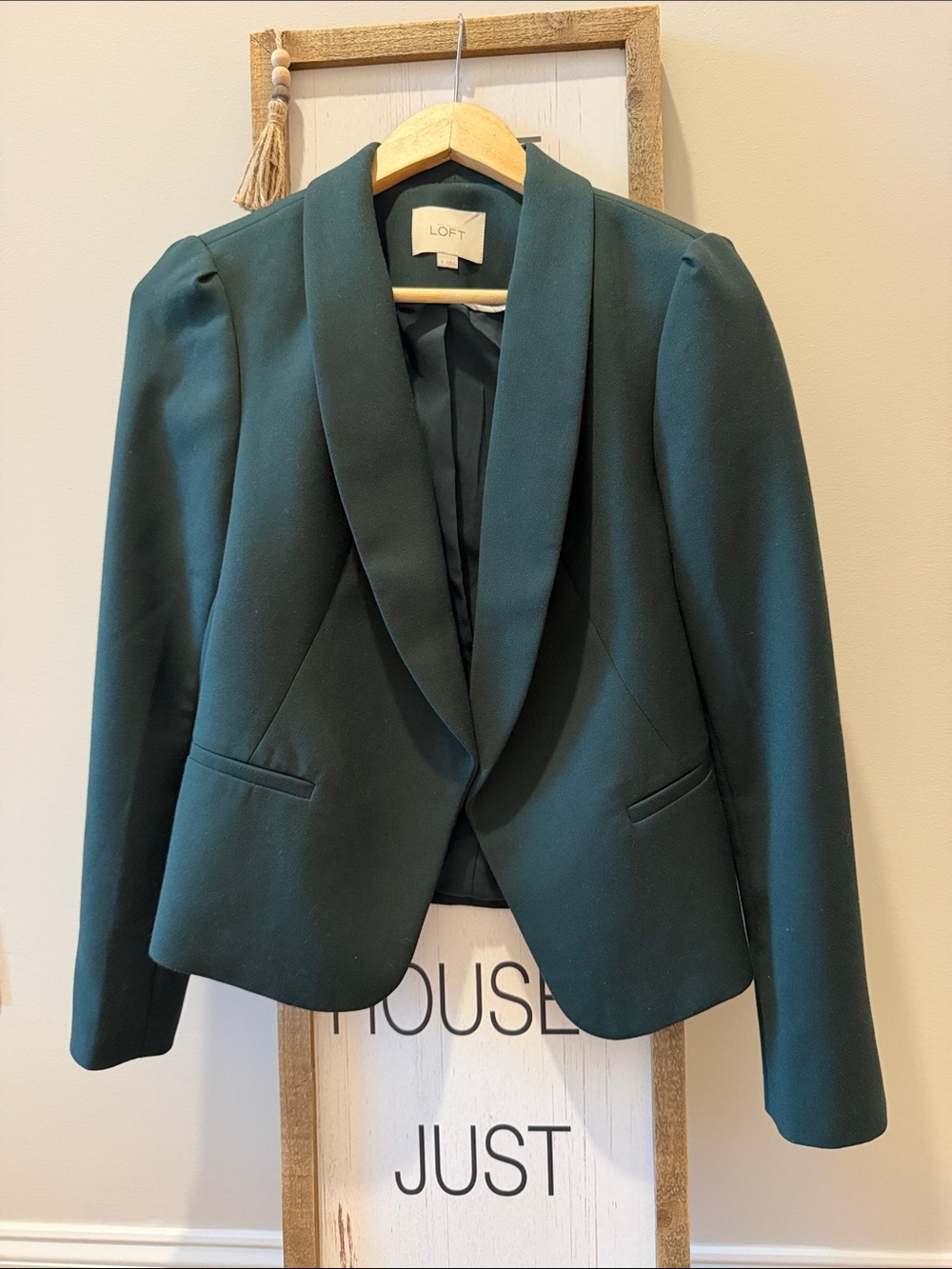 LOFT Women's Deep Forest Green Shawl-Collar Blazer
